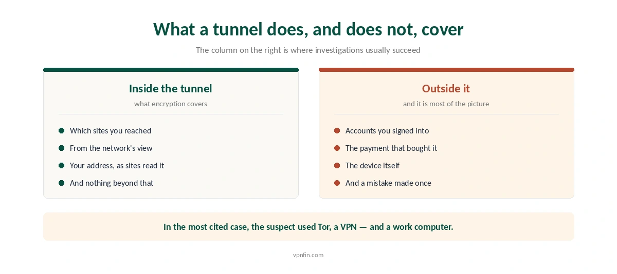 What a VPN tunnel covers compared with where investigations usually succeed