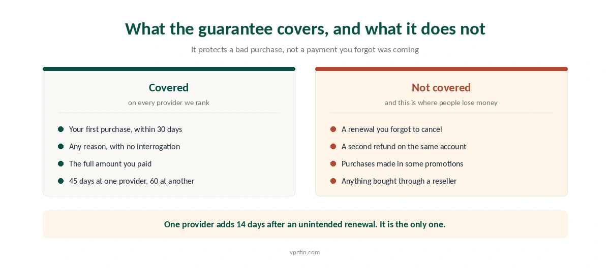 What a VPN money-back guarantee covers and the situations it excludes