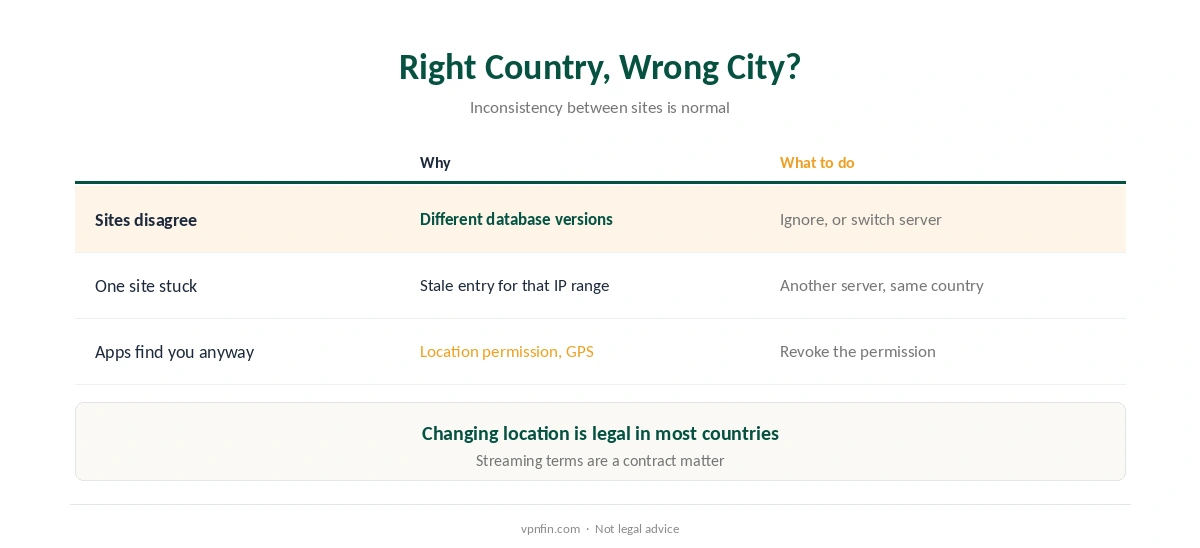 How to change VPN location: when only the city is wrong, and the legal position