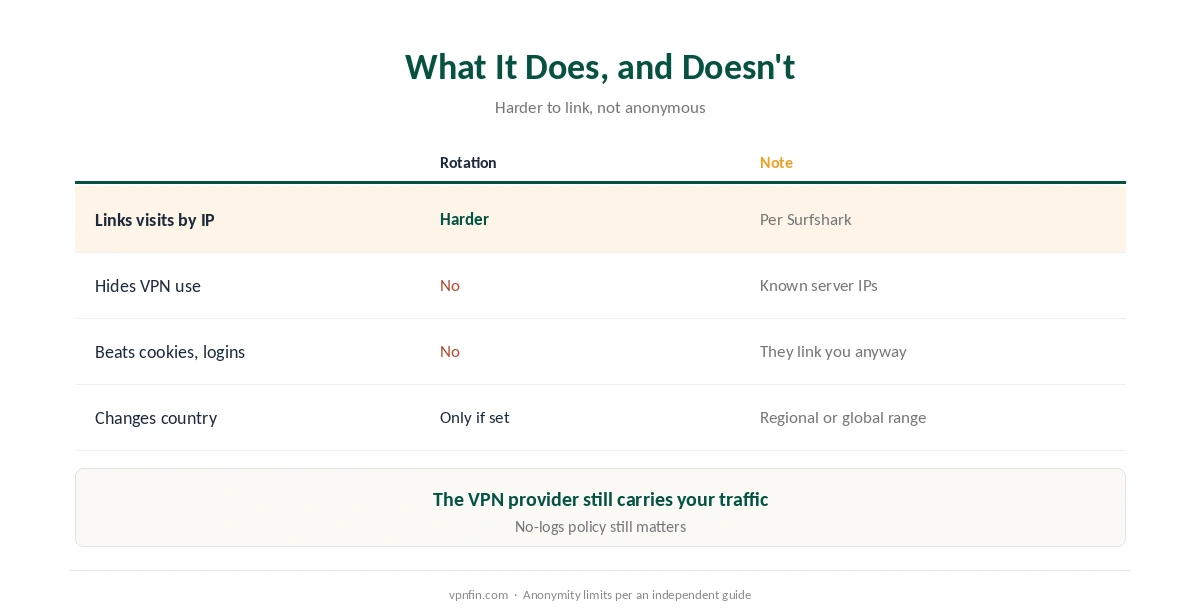 What a rotating IP VPN does and doesn't do for privacy