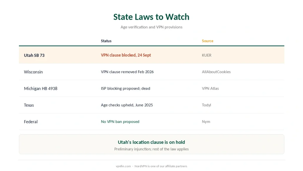 VPN for the US: state age-verification laws and their VPN provisions in 2026