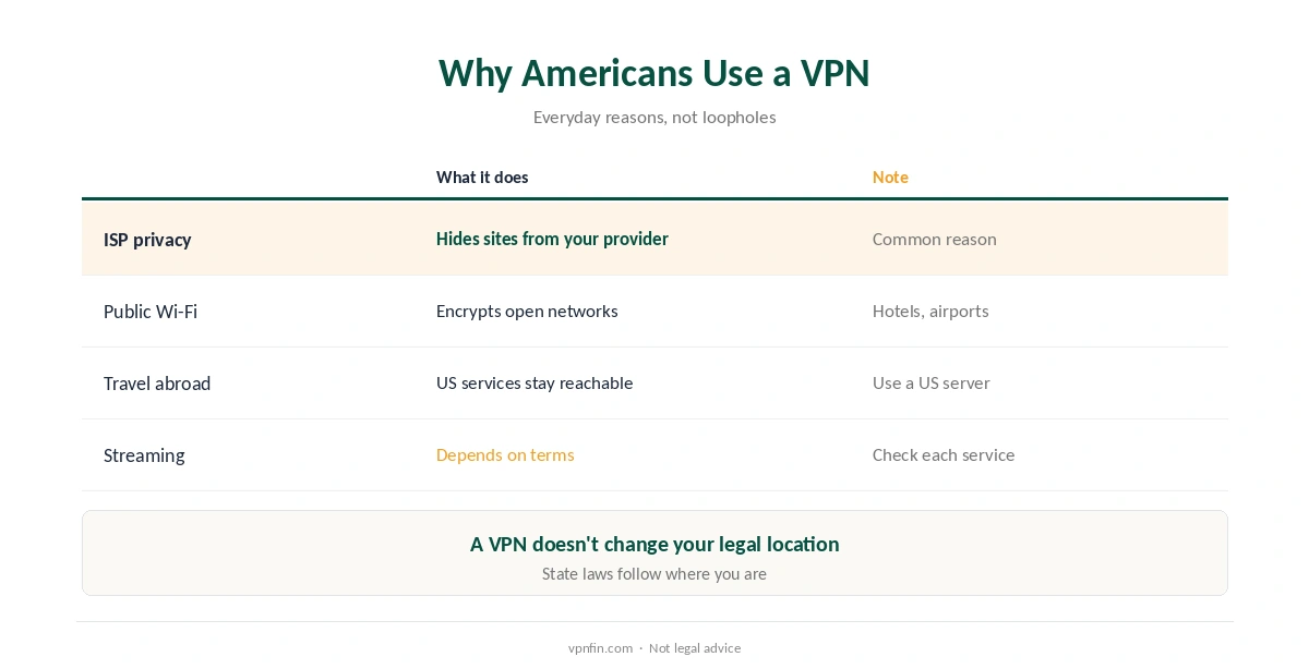 Why Americans use a VPN: ISP privacy, public Wi-Fi, travel and streaming