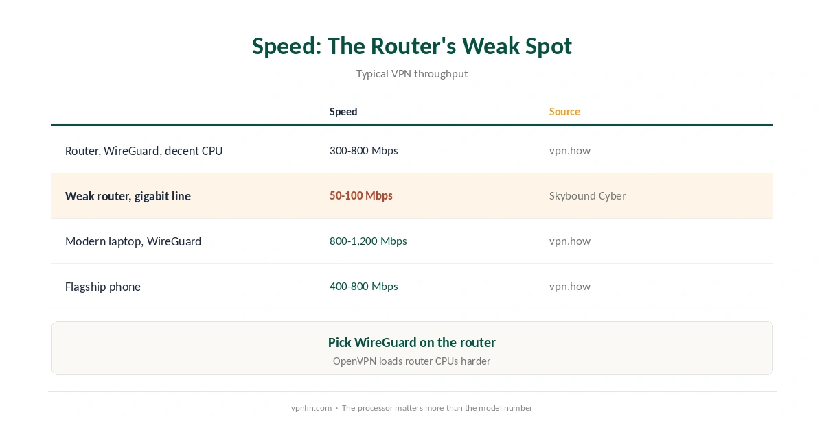 VPN router vs device speed: consumer routers compared with laptops and phones