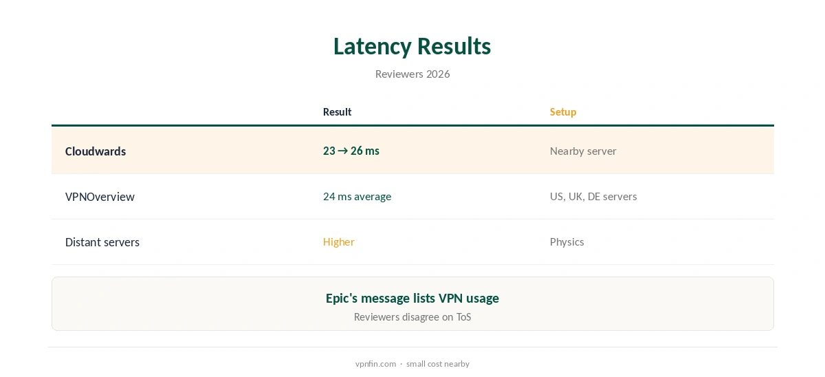 ExpressVPN Fortnite: latency results compared