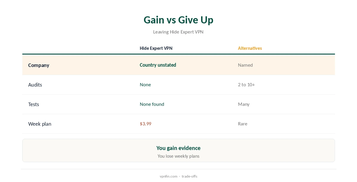 Hide Expert VPN alternatives: what you gain and what you give up