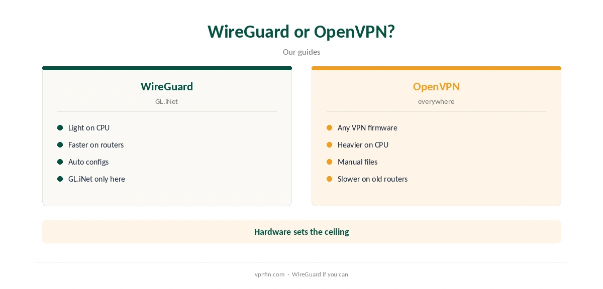 IPVanish for router: WireGuard compared with OpenVPN