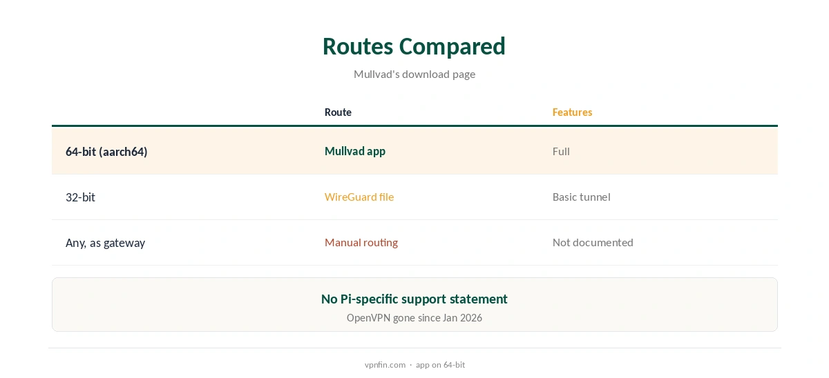 Mullvad Raspberry Pi routes compared, app to plain file