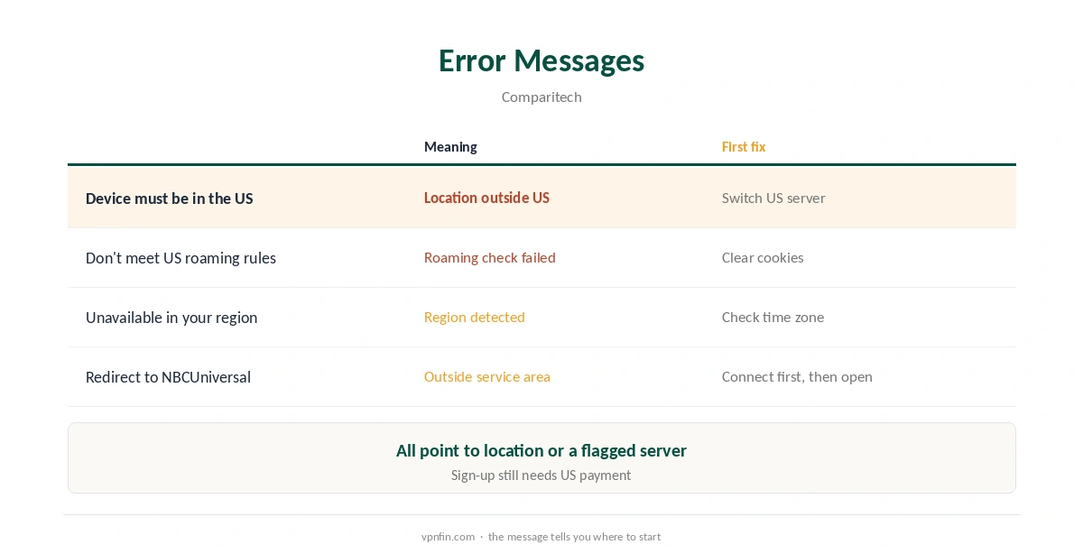 NordVPN Peacock error messages and what they mean