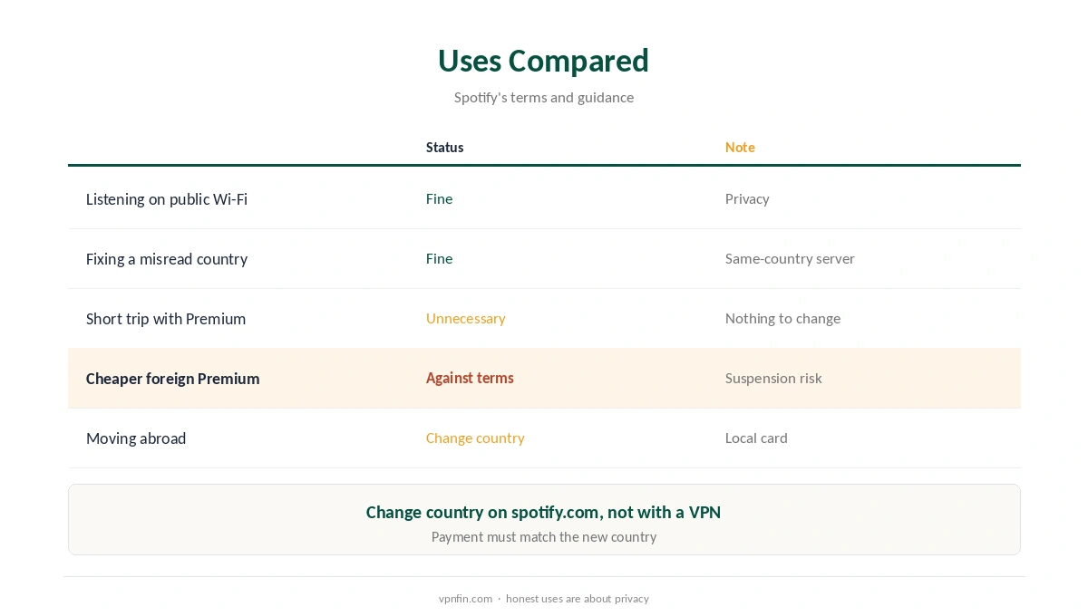 NordVPN Spotify uses compared: fine, risky, unnecessary