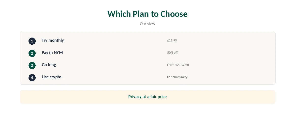 NymVPN price: which plan to choose for trips, testing and long-term use