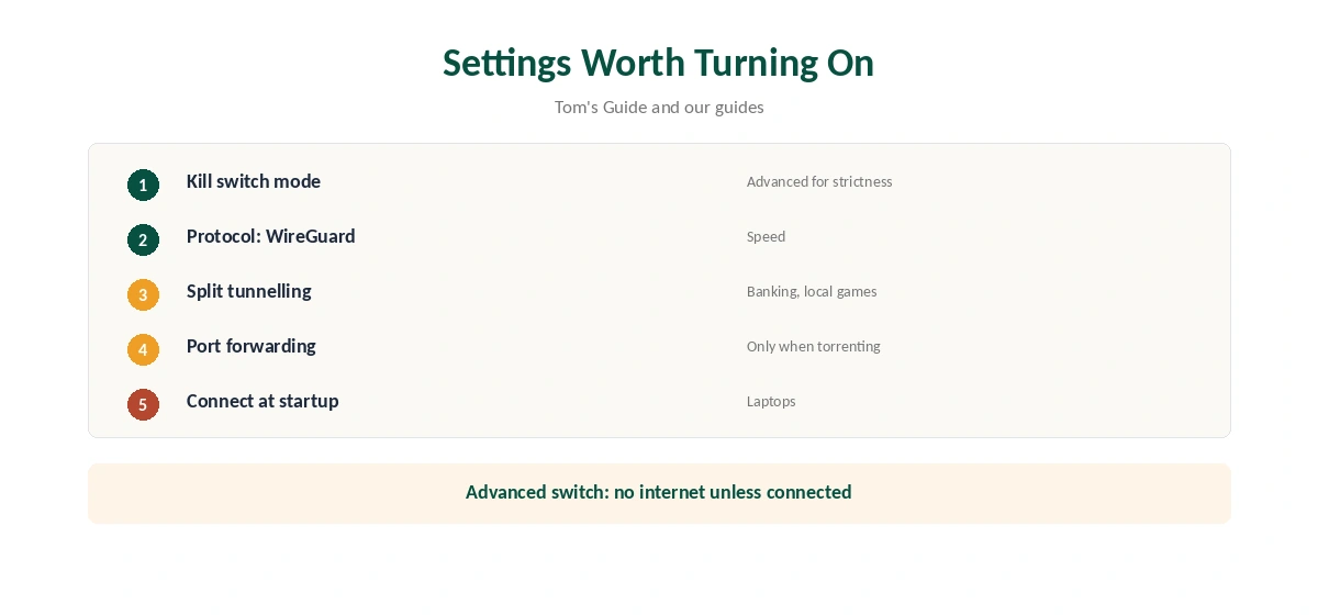 PIA Windows: settings worth turning on, from kill switch to startup