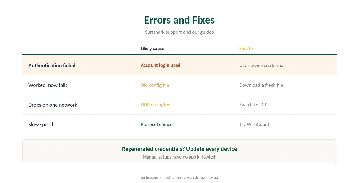 Surfshark OpenVPN errors and first fixes