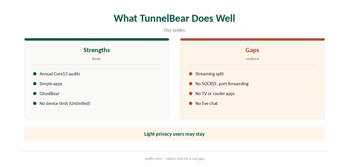 TunnelBear alternatives: what TunnelBear does well