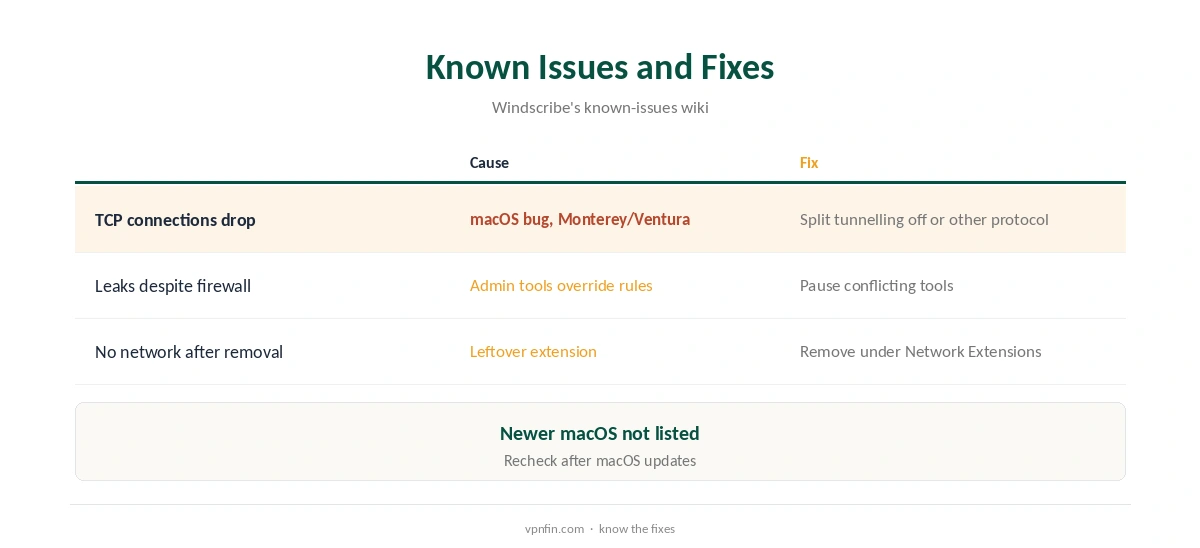 Windscribe for Mac: known macOS issues compared with fixes