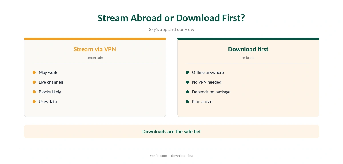 Windscribe Sky Go: streaming abroad compared with downloading before you go
